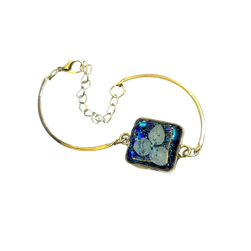 Celestial Bloom Square Resin Bangle Bracelet