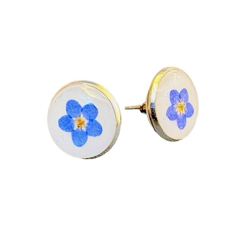 Forget-Me-Not Dried Flower Resin Stud Earrings