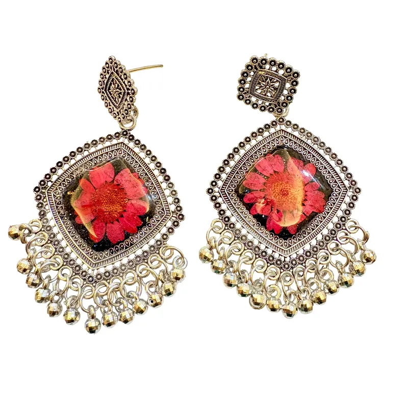 Floral Fusion Tribal Earrings