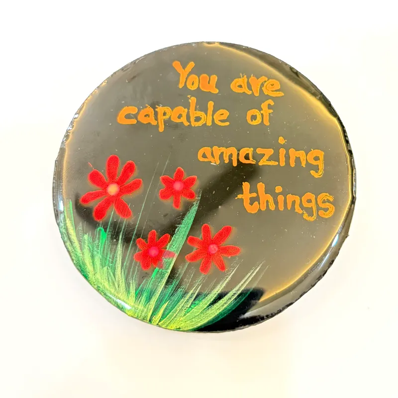 "Capable of Amazing Things" Resin Magnet with Floral Motifs