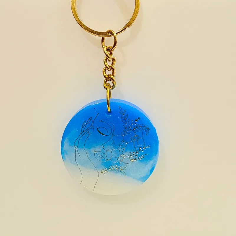 Celestial Serenity Resin Art Keychain