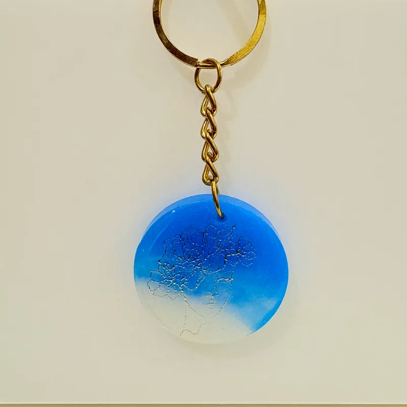 Artistic Flora & Silhouette Resin Ombre Keychain