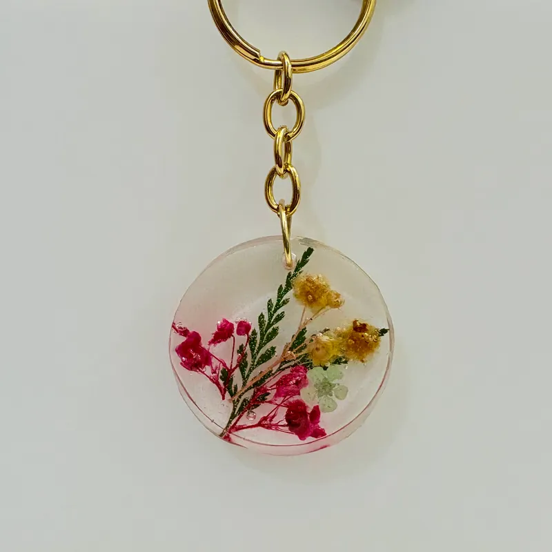 Floral Harmony Resin Keychain