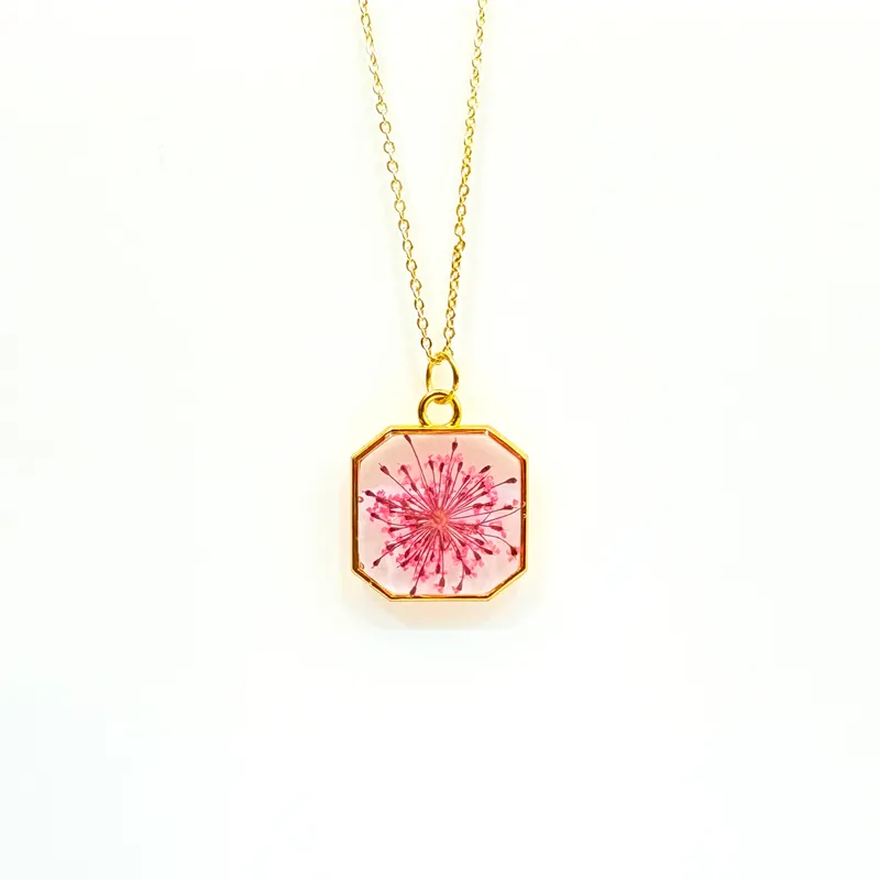 Geometric Gold Botanical Dandelion Seed Pendant