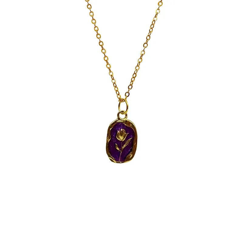 Ethereal Purple Rose Resin Necklace