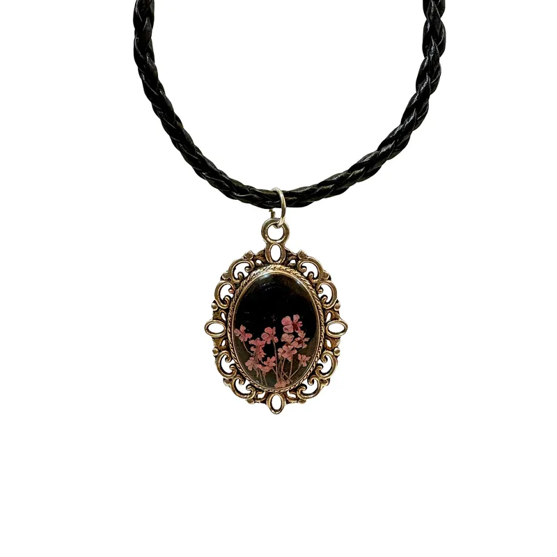 Vintage-Style Miniature Flower Garden Resin Pendant Necklace
