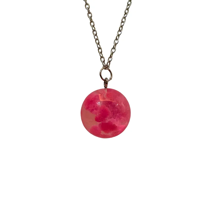 Celestial Blush Orb Resin Necklace