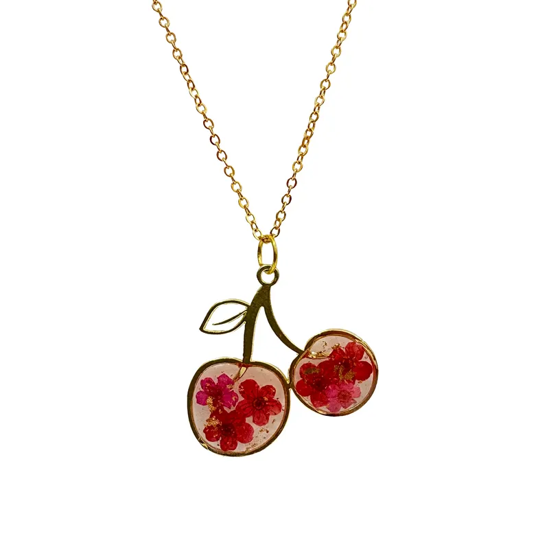 Botanical Bliss Cherry Blossom Resin Pendant Necklace