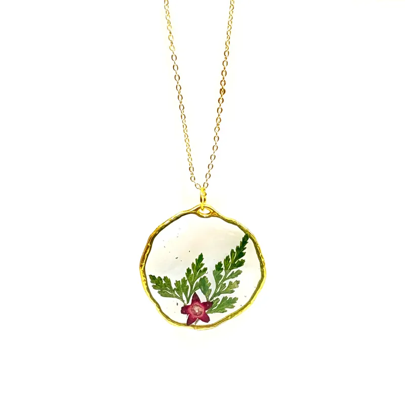 Pressed Botanical Resin Pendant Necklace